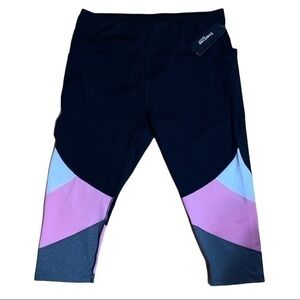 Bebe Sport Capri - Black with White and Pink - Size 1X - NWT